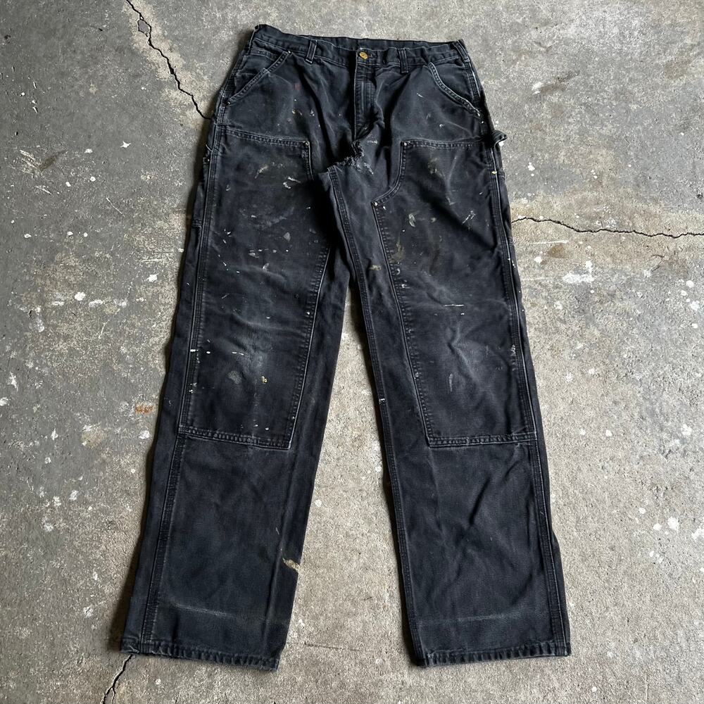 Carhartt faded black double knee work wear carpenter pants